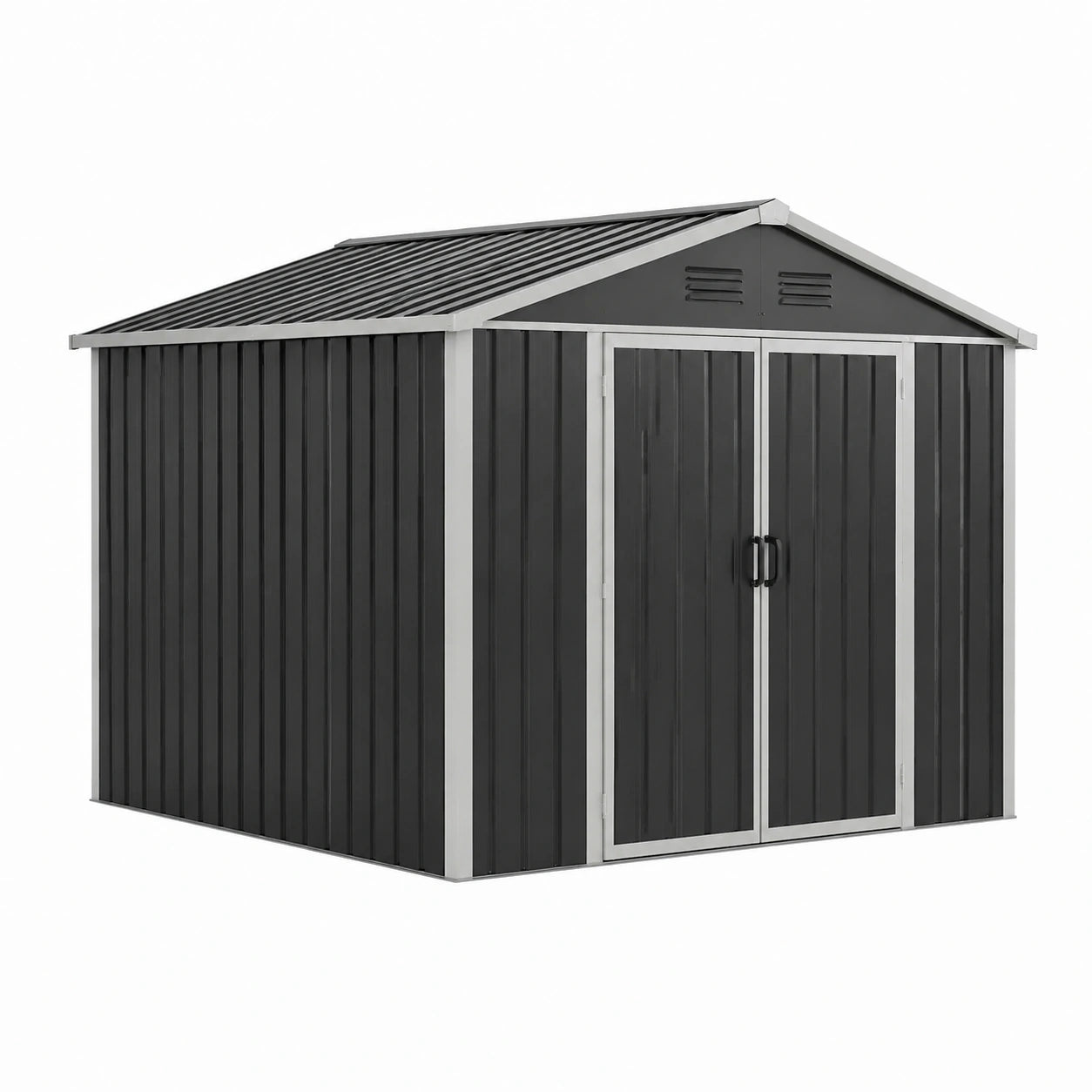 Abri de jardin en métal noir avec ventilation 213x130x173 cm