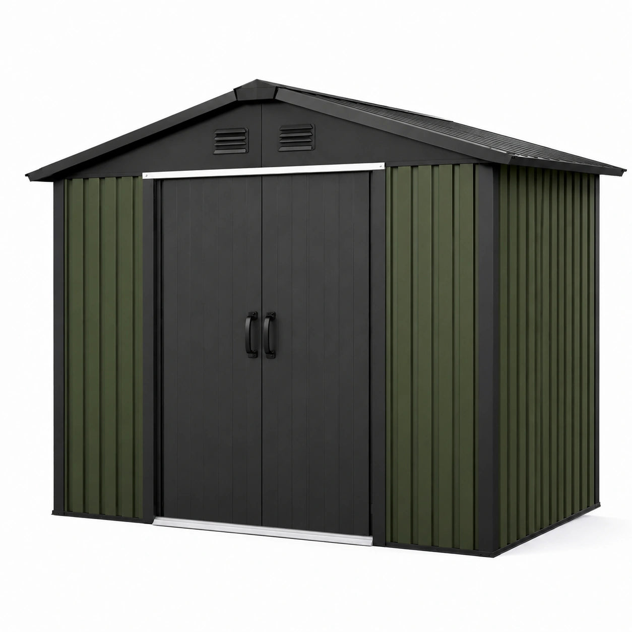 Abri de jardin en métal 248cm x 191cm x 202cm vert/noir
