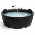 Baignoire ronde en acrylique noir avec robinetterie en laiton 180 cm