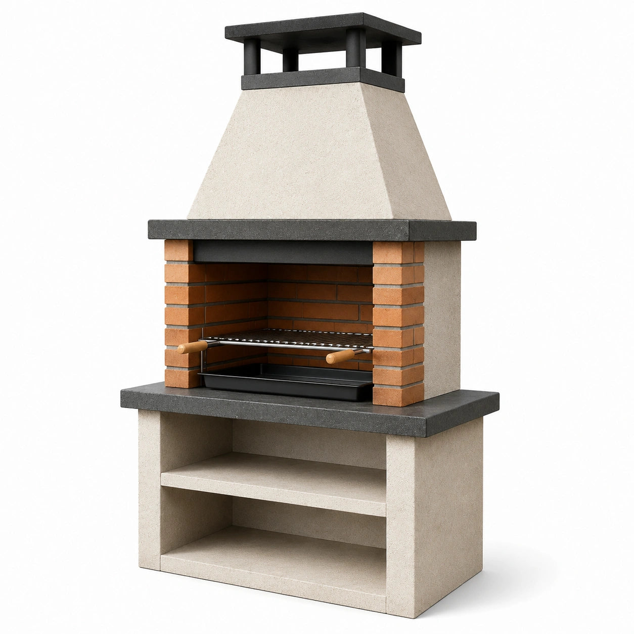 Barbecue en béton et brique avec grille amovible en acier inoxydable