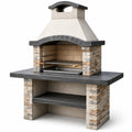 Barbecue en pierre reconstituée avec acier inoxydable, 110x65x200 cm, beige/gris