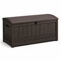 Coffre de rangement extérieur en plastique tressé gris 120x45x55 cm