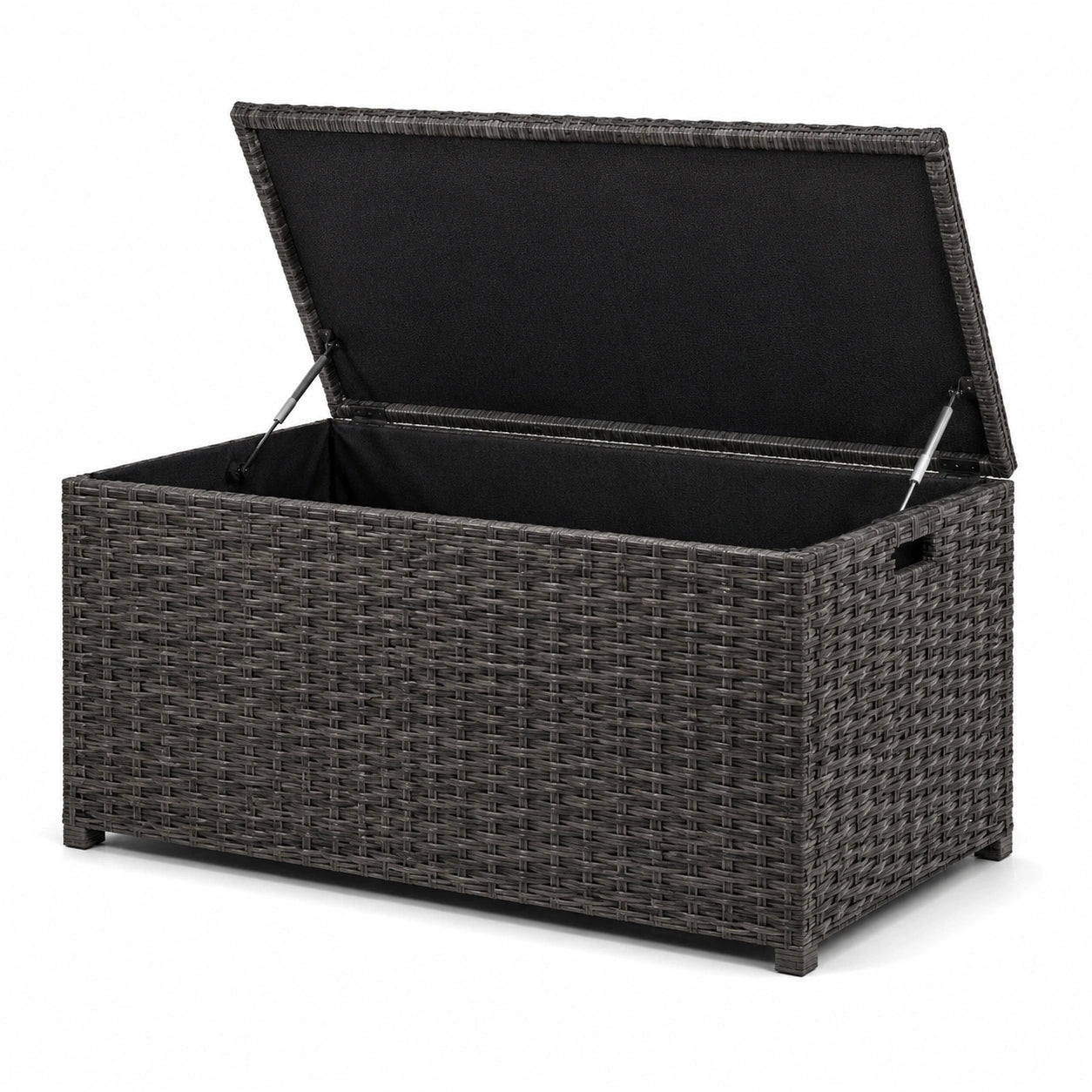 Coffre de rangement en résine tressée gris anthracite