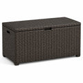 Coffre de rangement en résine tressée marron 120 cm