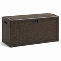 Coffre de rangement extérieur en plastique aspect rotin marron