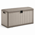 Coffre de rangement extérieur en plastique polypropylène beige 120x45x60 cm