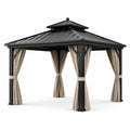 Pavillon de jardin en aluminium avec toit en acier et rideaux en polyester 300x300 cm