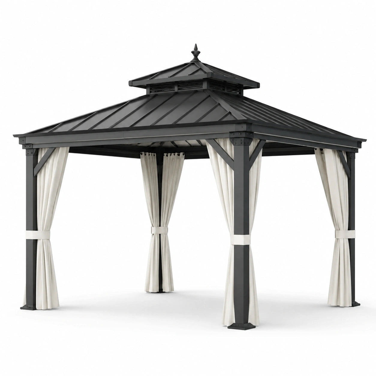 Pavillon en aluminium et acier avec rideaux en polyester 3x4m