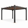 Pergola en aluminium et bois 300x300 cm noir/marron