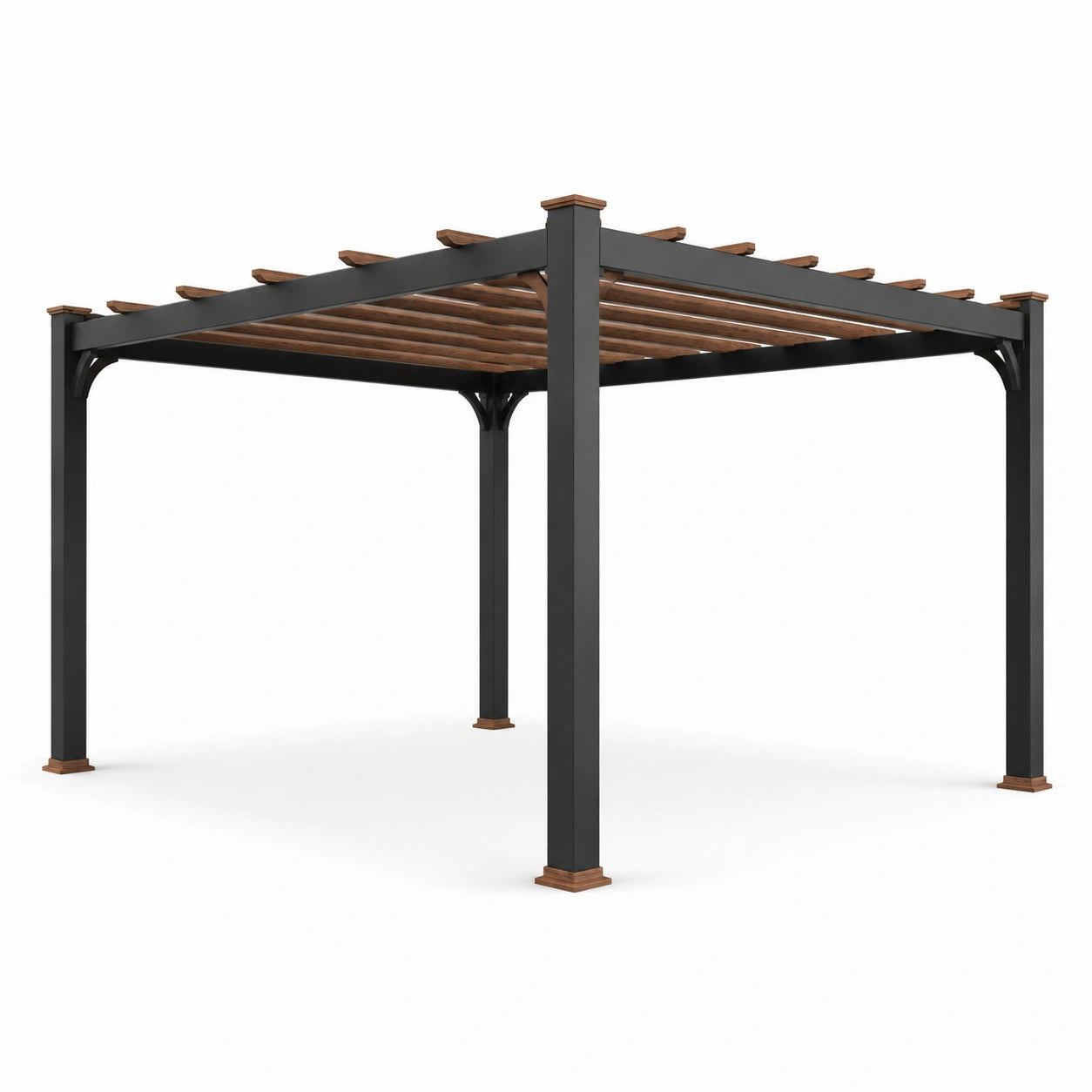 Pergola en aluminium et bois 300x300 cm noir/marron