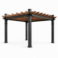 Pergola en bois et aluminium pour extérieur noir et marron