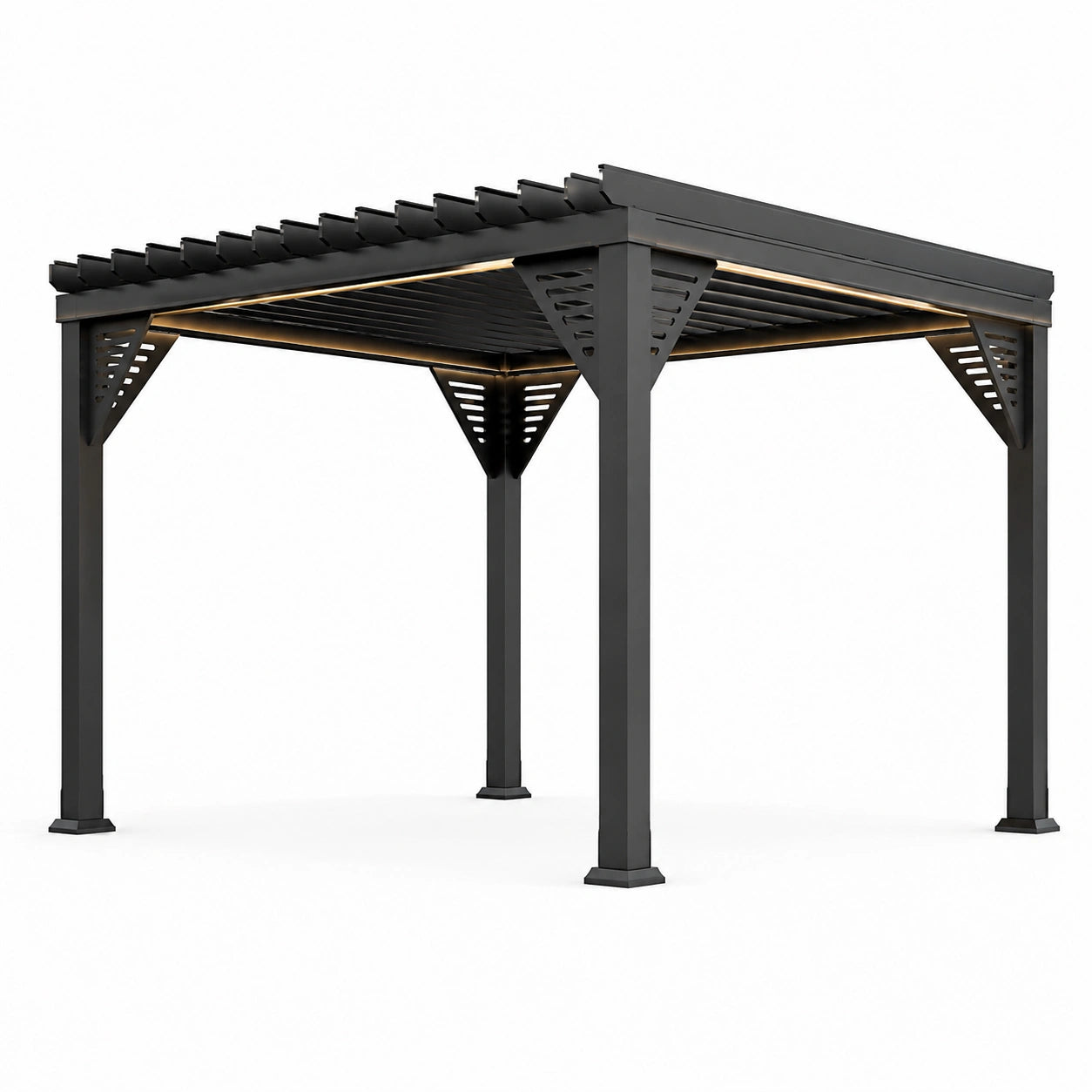 Pergola en aluminium noir avec lames orientables 3x3 m