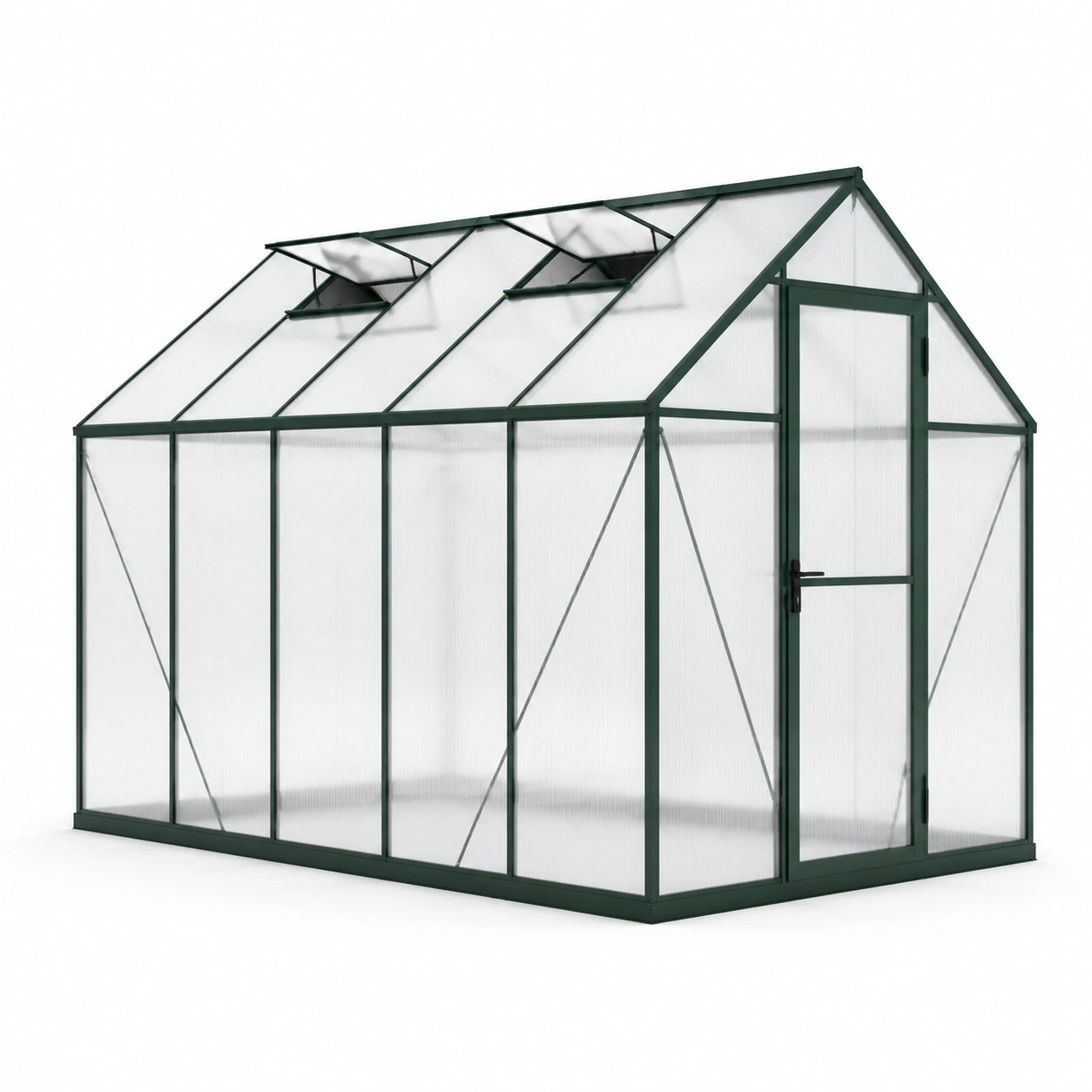 Serre de jardin en aluminium et polycarbonate alvéolaire vert 250x190 cm