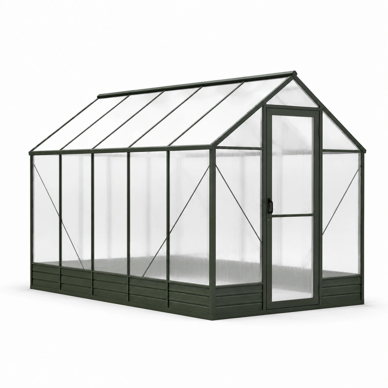 Serre de jardin en polycarbonate avec cadre en aluminium vert